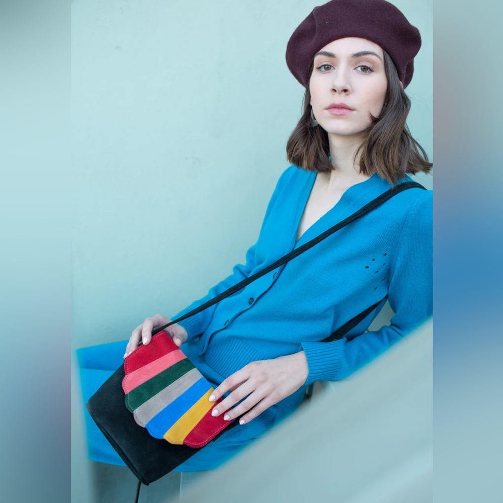 C.A.B. Collection Blanche Shell Canteen in Rainbow Suede - Picture 6 of 7